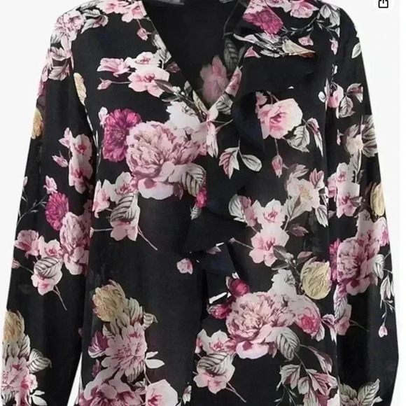 RACHEL Rachel‎ Roy Layla Top SMALL Floral Asymmetrical Ruffled Feminine Career - Picture 2 of 11